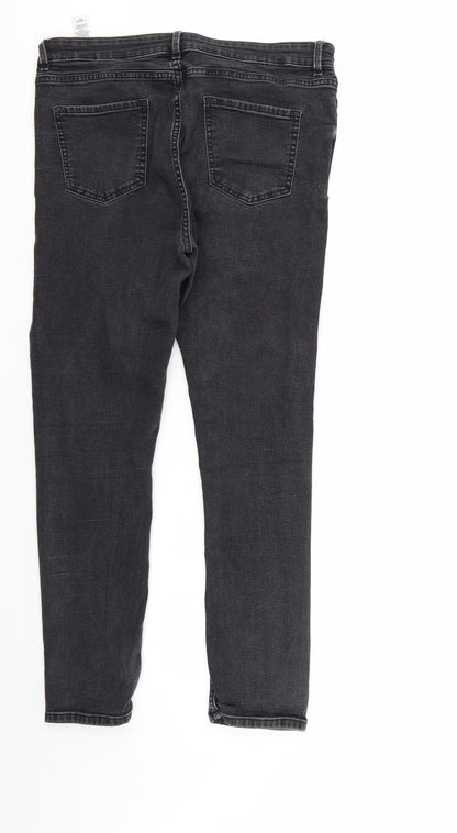 M&S Womens Black  Denim Straight Jeans Size 6 L28 in