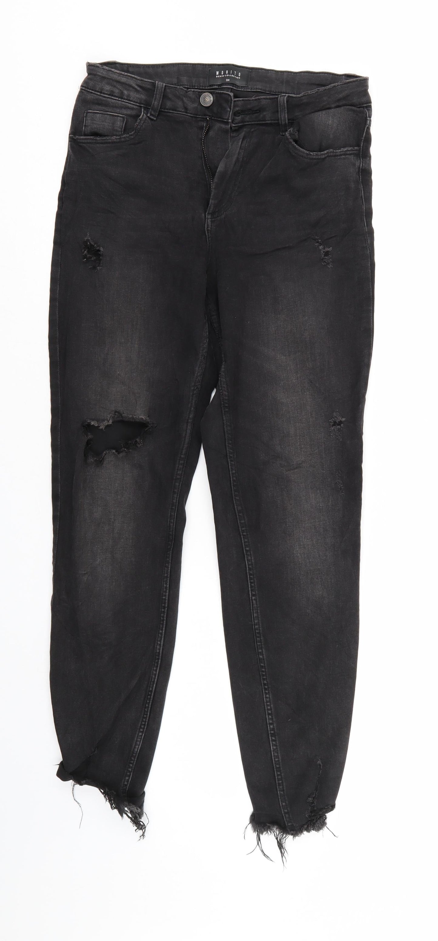 Womens UK Size 6 MOHITO Regular Fit Tapered Black Jeans