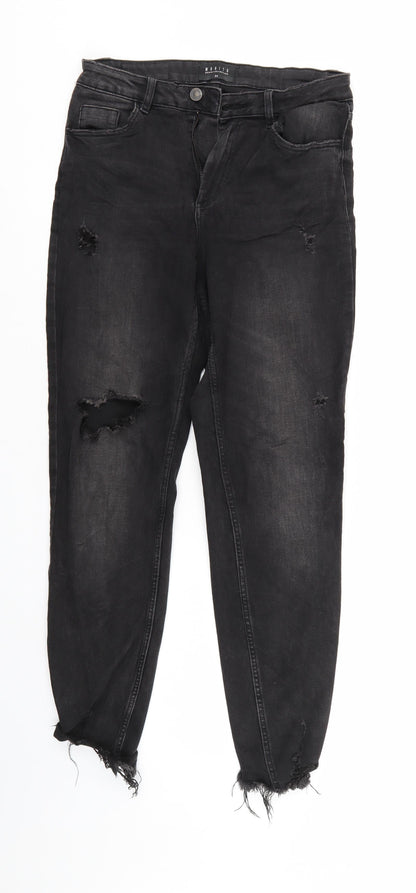 Womens UK Size 6 MOHITO Regular Fit Tapered Black Jeans