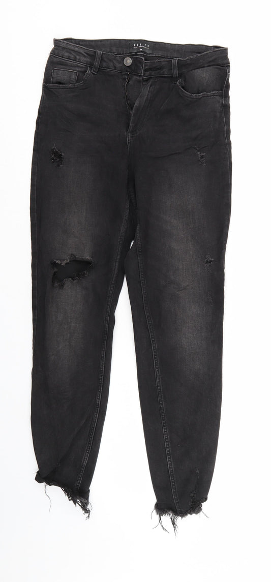 Womens UK Size 6 MOHITO Regular Fit Tapered Black Jeans