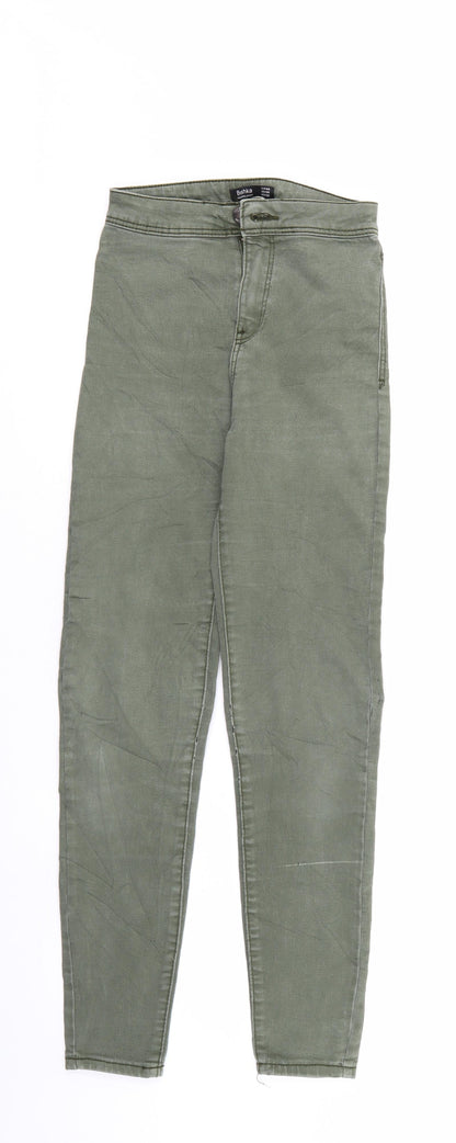 Bershka Womens Green  Denim Tapered Jeans Size 4 L27 in