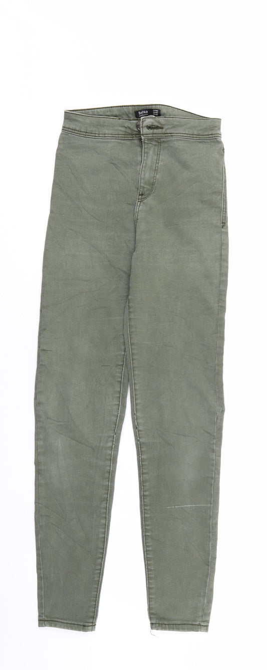 Bershka Womens Green  Denim Tapered Jeans Size 4 L27 in