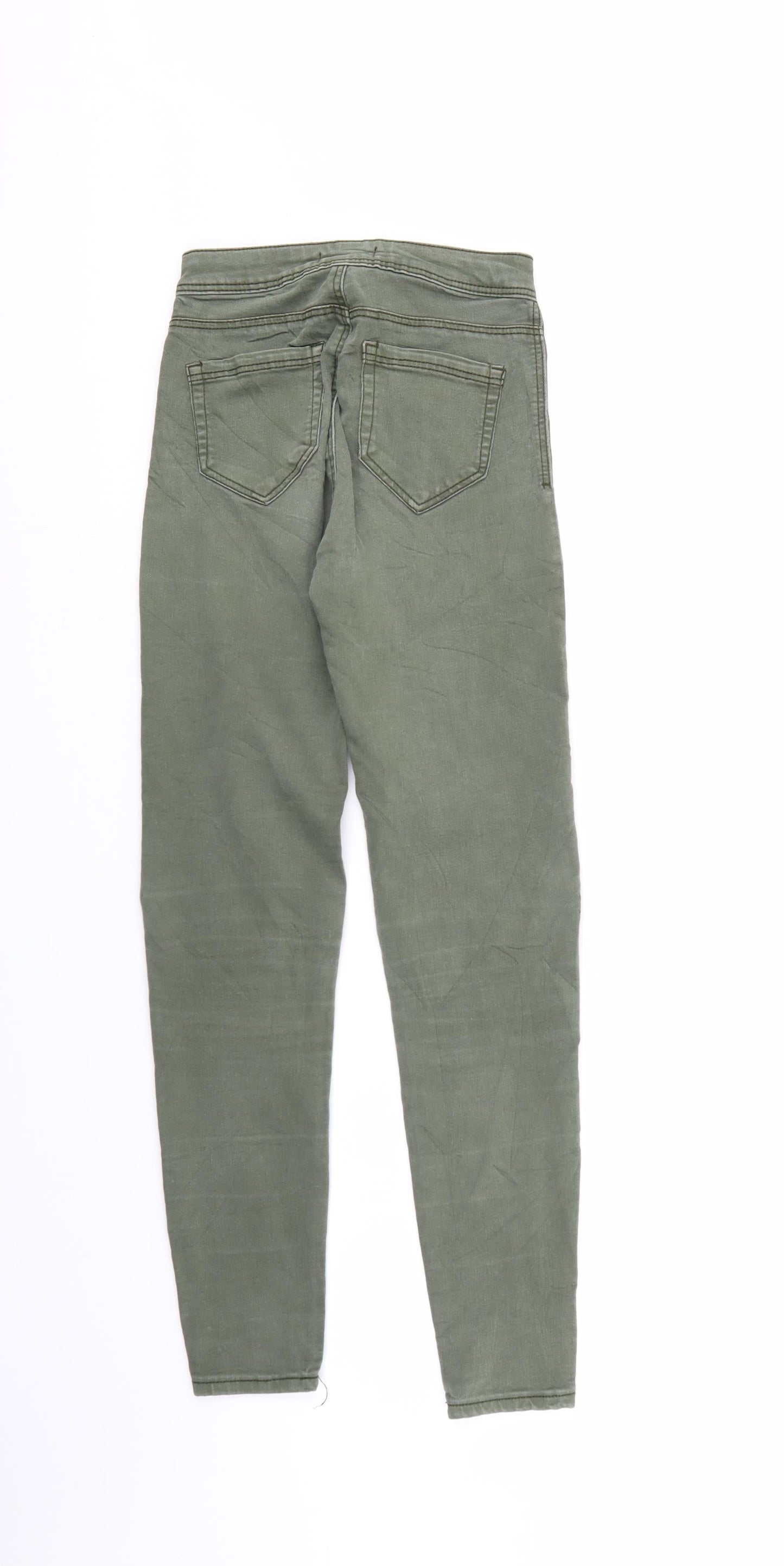 Bershka Womens Green  Denim Tapered Jeans Size 4 L27 in