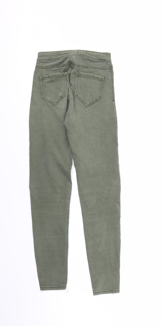 Bershka Womens Green  Denim Tapered Jeans Size 4 L27 in
