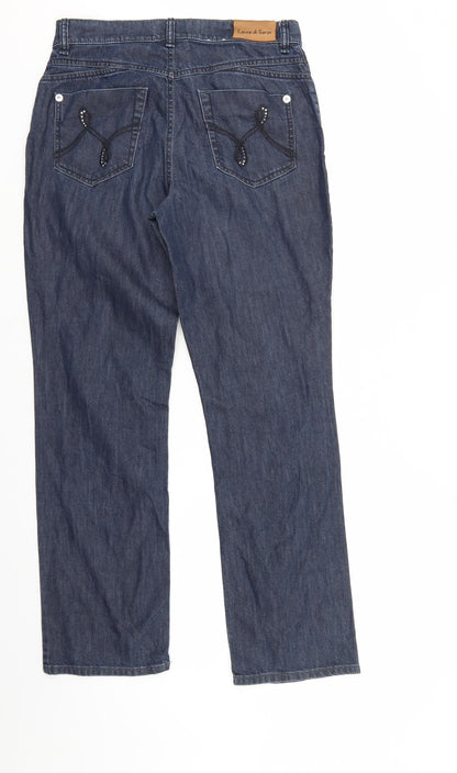 LAURA DI SARPI Womens Blue  Denim Straight Jeans Size 10 L28 in