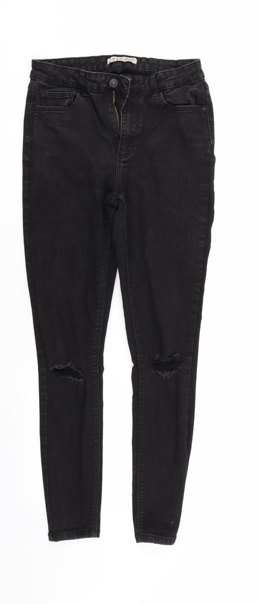 Denim & Co. Womens Black  Denim Tapered Jeans Size 12 L26 in - Elastic Waist