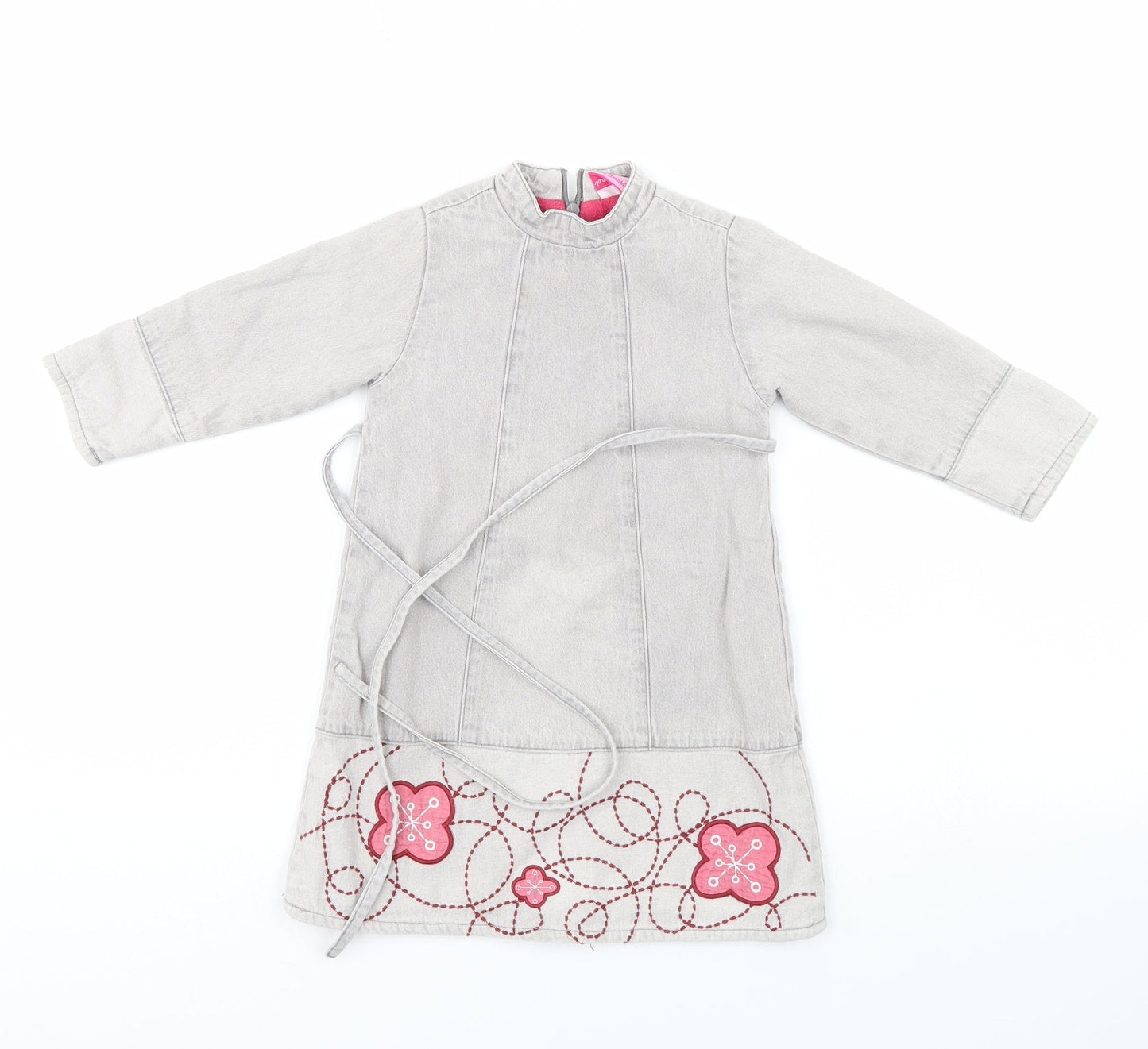 Du parseil Girls Grey Floral  Pinafore/Dungaree Dress  Size 24 Months