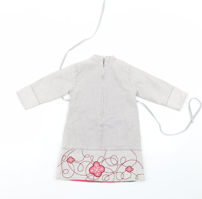 Du parseil Girls Grey Floral  Pinafore/Dungaree Dress  Size 24 Months