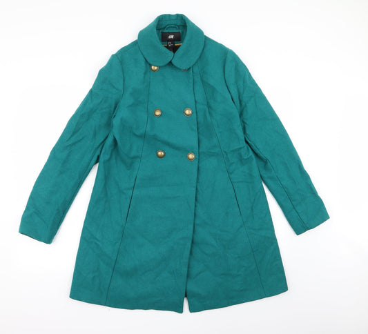 Womens UK Size 8 H&M Green Overcoat