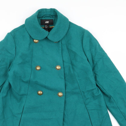 Womens UK Size 8 H&M Green Overcoat