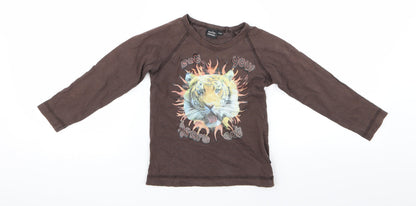 Preworn Boys Brown  Rayon Basic T-Shirt Size 2 Years