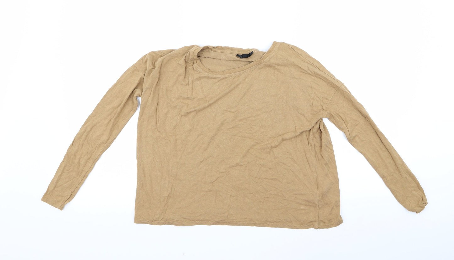 Womens UK Size 6 Topshop Beige Basic T-Shirt