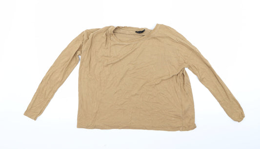 Womens UK Size 6 Topshop Beige Basic T-Shirt