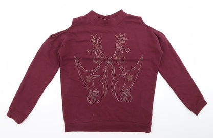 Preworn Girls Red  Rayon Pullover Jumper Size 10 Years
