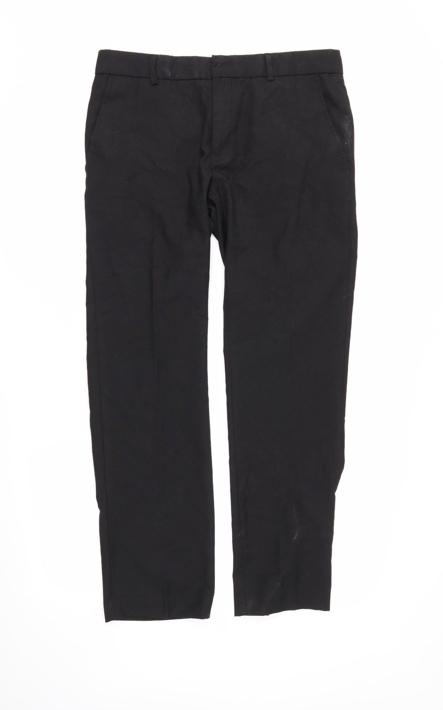 Mens UK Size 32 in Topman Regular Fit Dress Pants Black Trousers