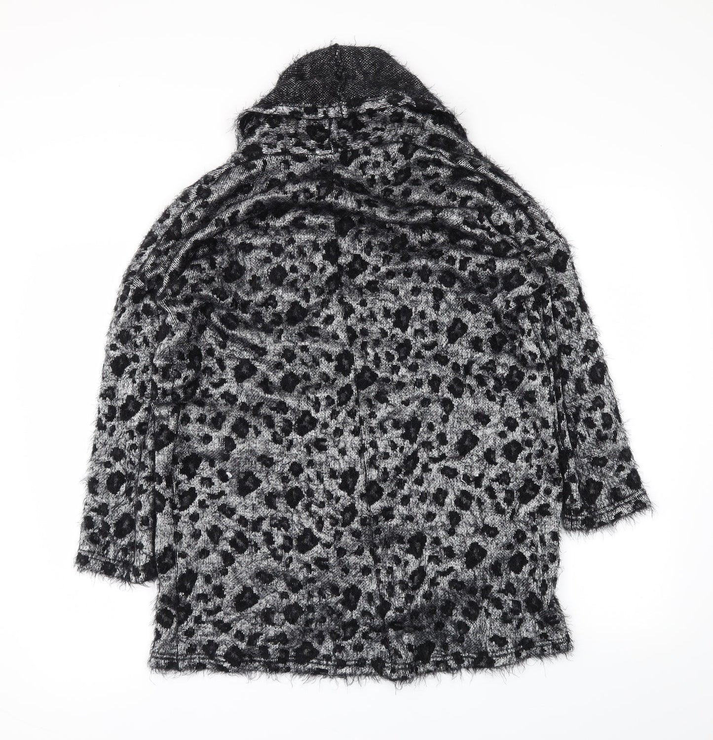 goldie  Womens Black Animal Print  Kimono Coatigan Size S