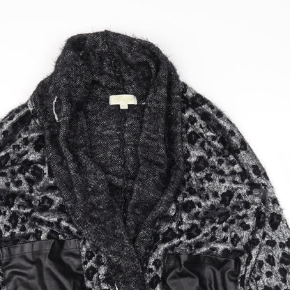 goldie  Womens Black Animal Print  Kimono Coatigan Size S