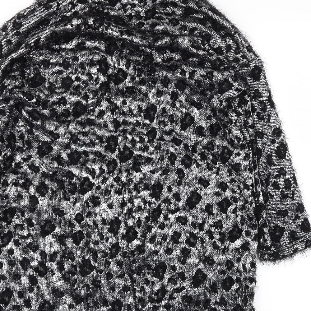 goldie  Womens Black Animal Print  Kimono Coatigan Size S