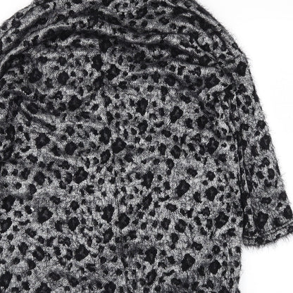 goldie  Womens Black Animal Print  Kimono Coatigan Size S