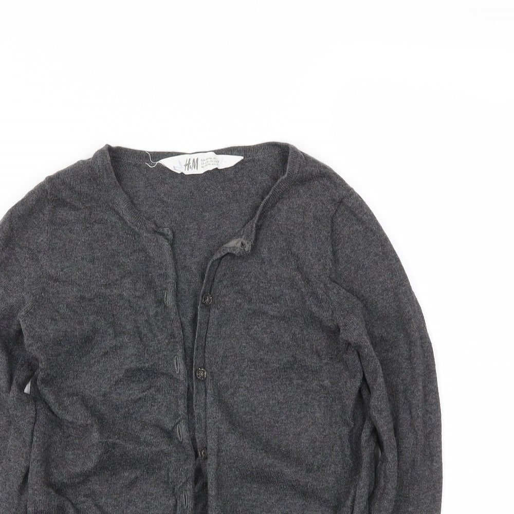 H&M Girls Grey   Cardigan Jumper Size 5-6 Years