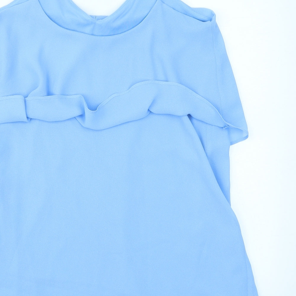 Womens UK Size L Mango Blue Basic Blouse