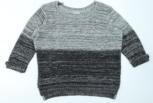 Wallis Womens Grey Striped  Pullover Jumper Size M