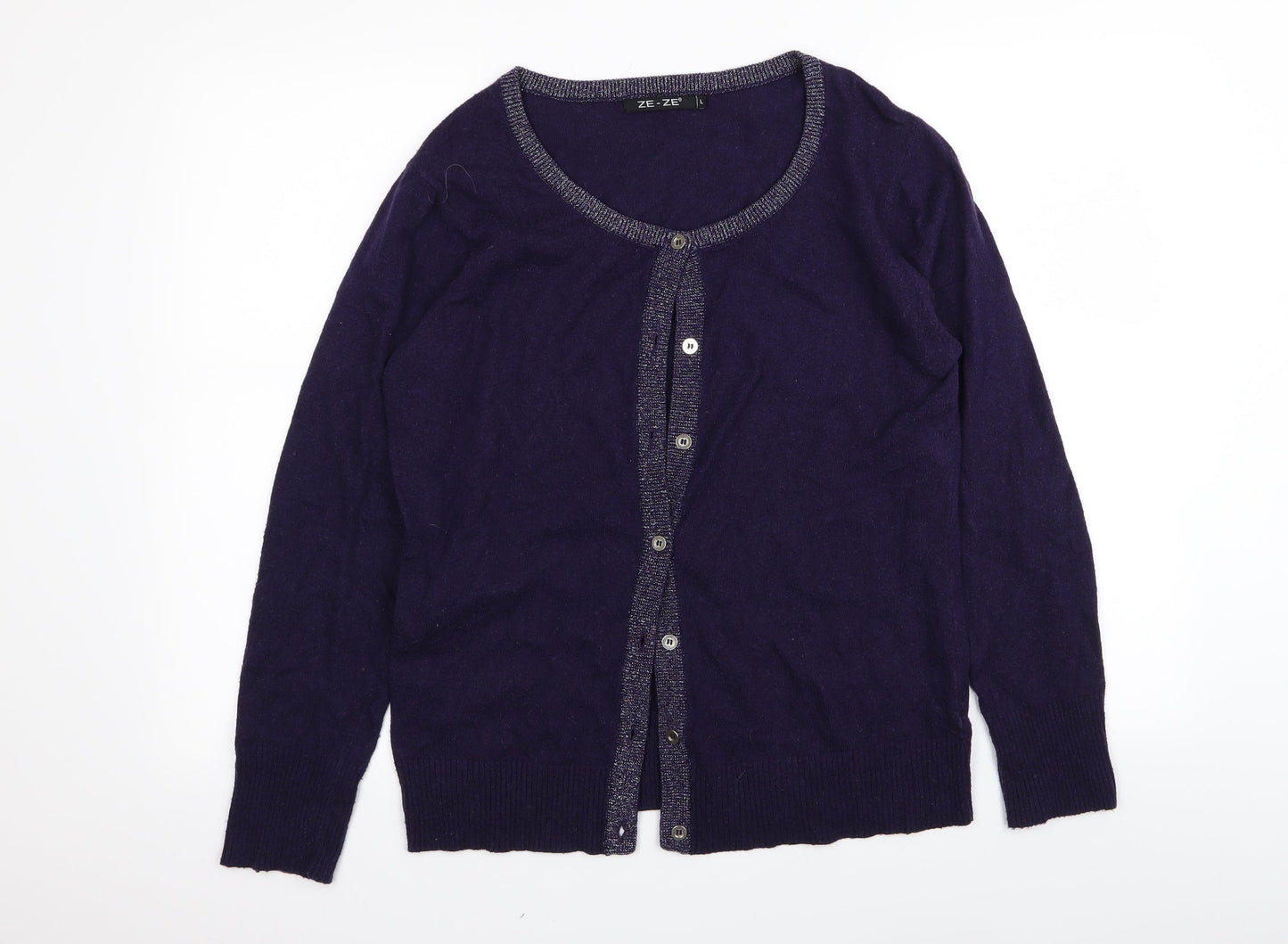 ze-ze Womens Purple   Cardigan Jumper Size L