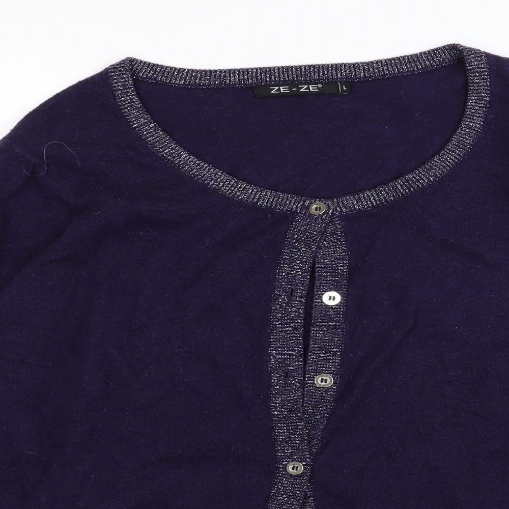ze-ze Womens Purple   Cardigan Jumper Size L