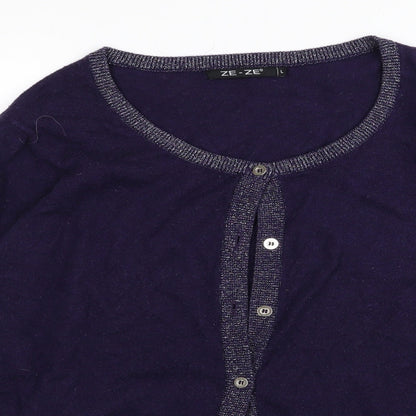 ze-ze Womens Purple   Cardigan Jumper Size L