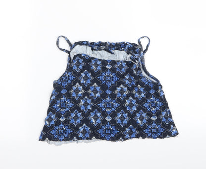 YD Girls Blue Geometric  Camisole Tank Size 11-12 Years  - crop