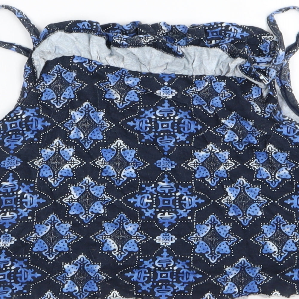 YD Girls Blue Geometric  Camisole Tank Size 11-12 Years  - crop