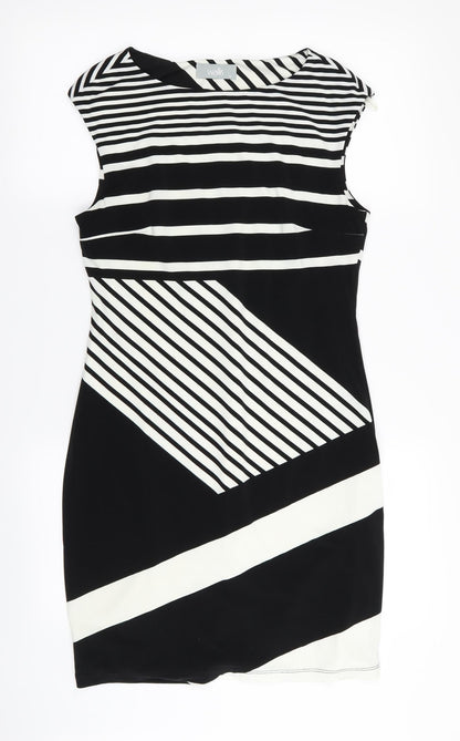 Wallis Womens Black Striped  Bodycon  Size 10