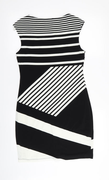 Wallis Womens Black Striped  Bodycon  Size 10