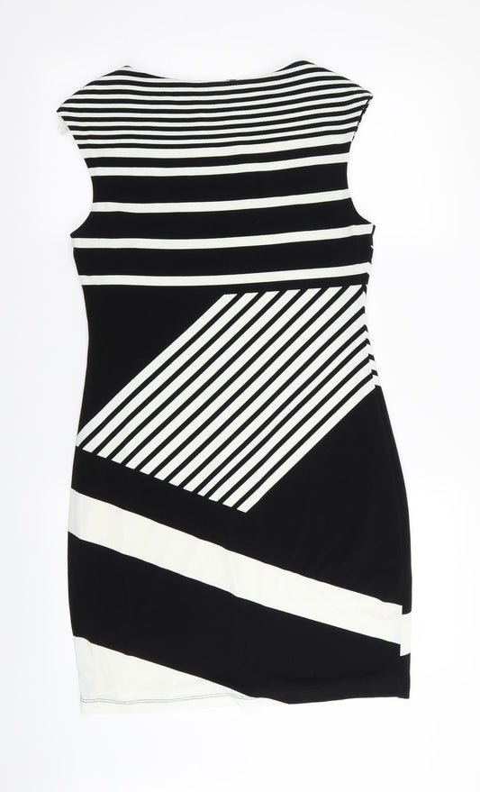 Wallis Womens Black Striped  Bodycon  Size 10