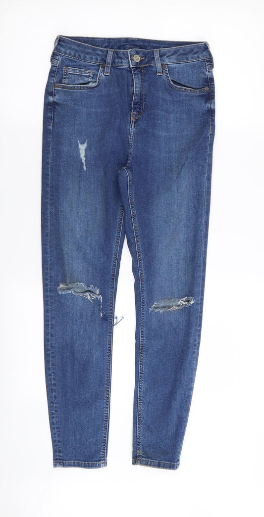 Topshop Womens Blue   Skinny Jeans Size 28 in L30 in - RIPPED JEANS