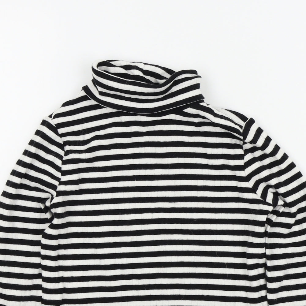 M&S Girls Black Striped  Basic T-Shirt Size 9-10 Years