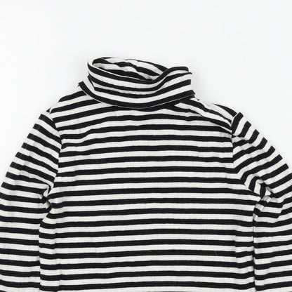 M&S Girls Black Striped  Basic T-Shirt Size 9-10 Years