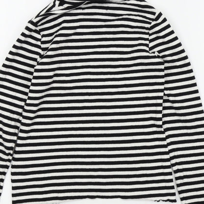 M&S Girls Black Striped  Basic T-Shirt Size 9-10 Years