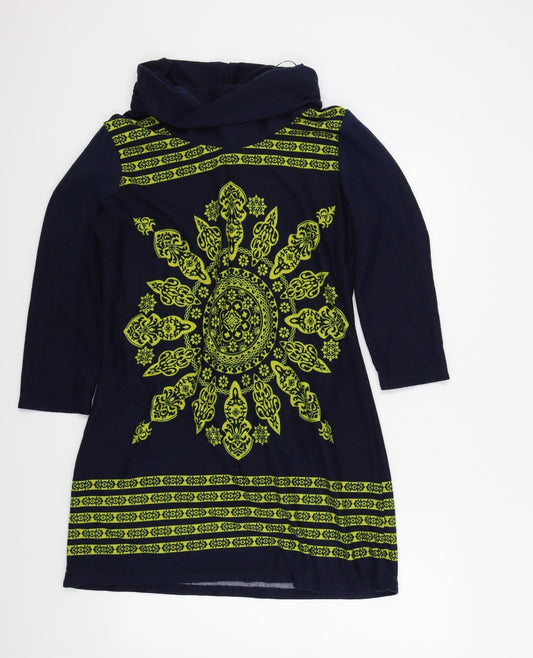 Epilogue Womens Blue Geometric  Pullover Jumper Size 16