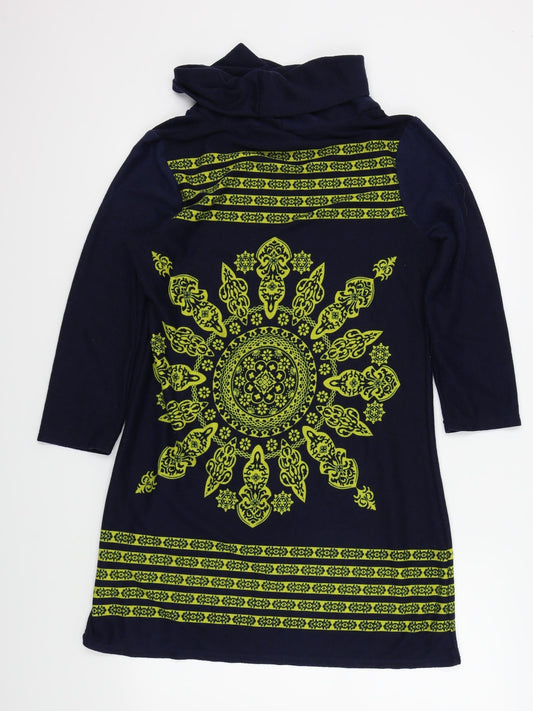 Epilogue Womens Blue Geometric  Pullover Jumper Size 16