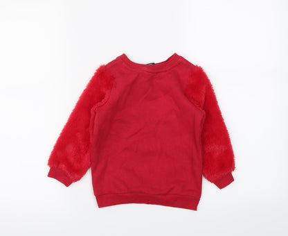 George Girls Red Animal Print  Pullover Hoodie Size 2 Years