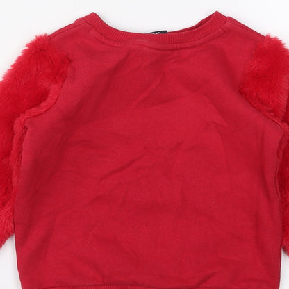 George Girls Red Animal Print  Pullover Hoodie Size 2 Years