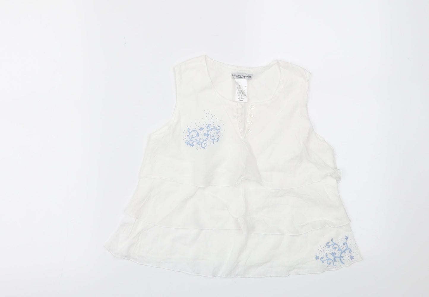 Womens UK Size S Preworn White Basic T-Shirt