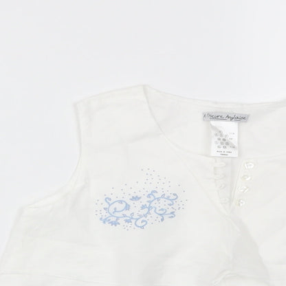 Womens UK Size S Preworn White Basic T-Shirt