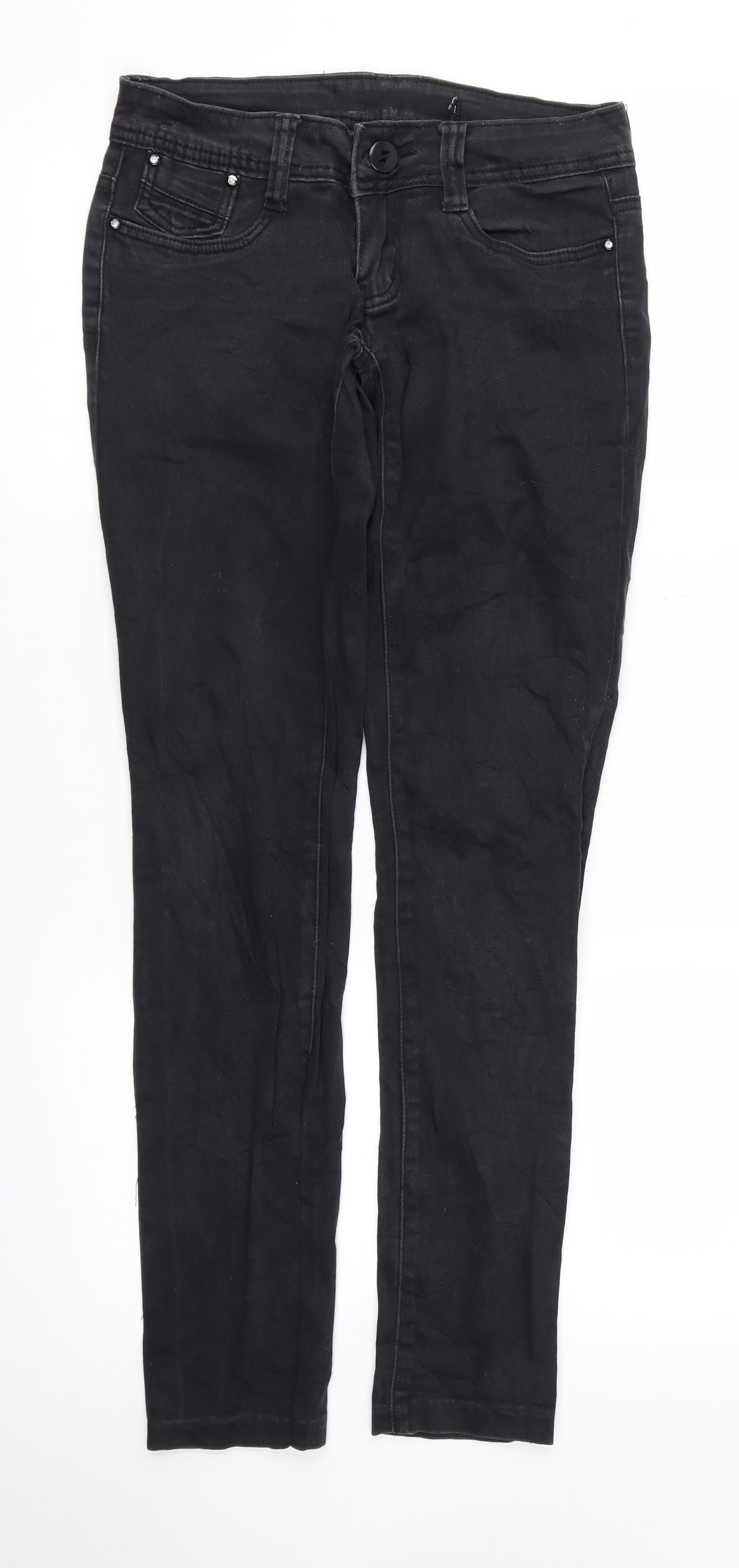 Womens UK Size 8 Preworn Regular Fit Skinny Black Jeans