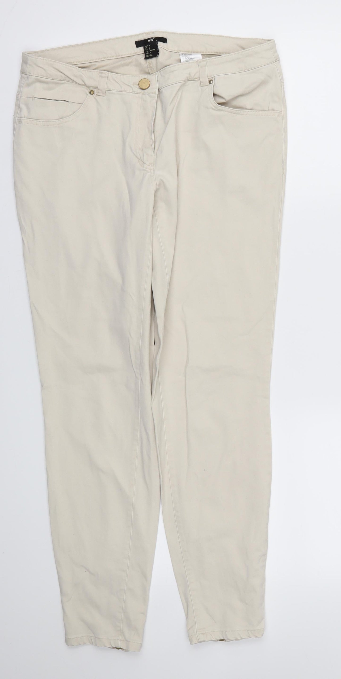 Womens UK Size 8 H&M Regular Fit Skinny Ivory Jeans