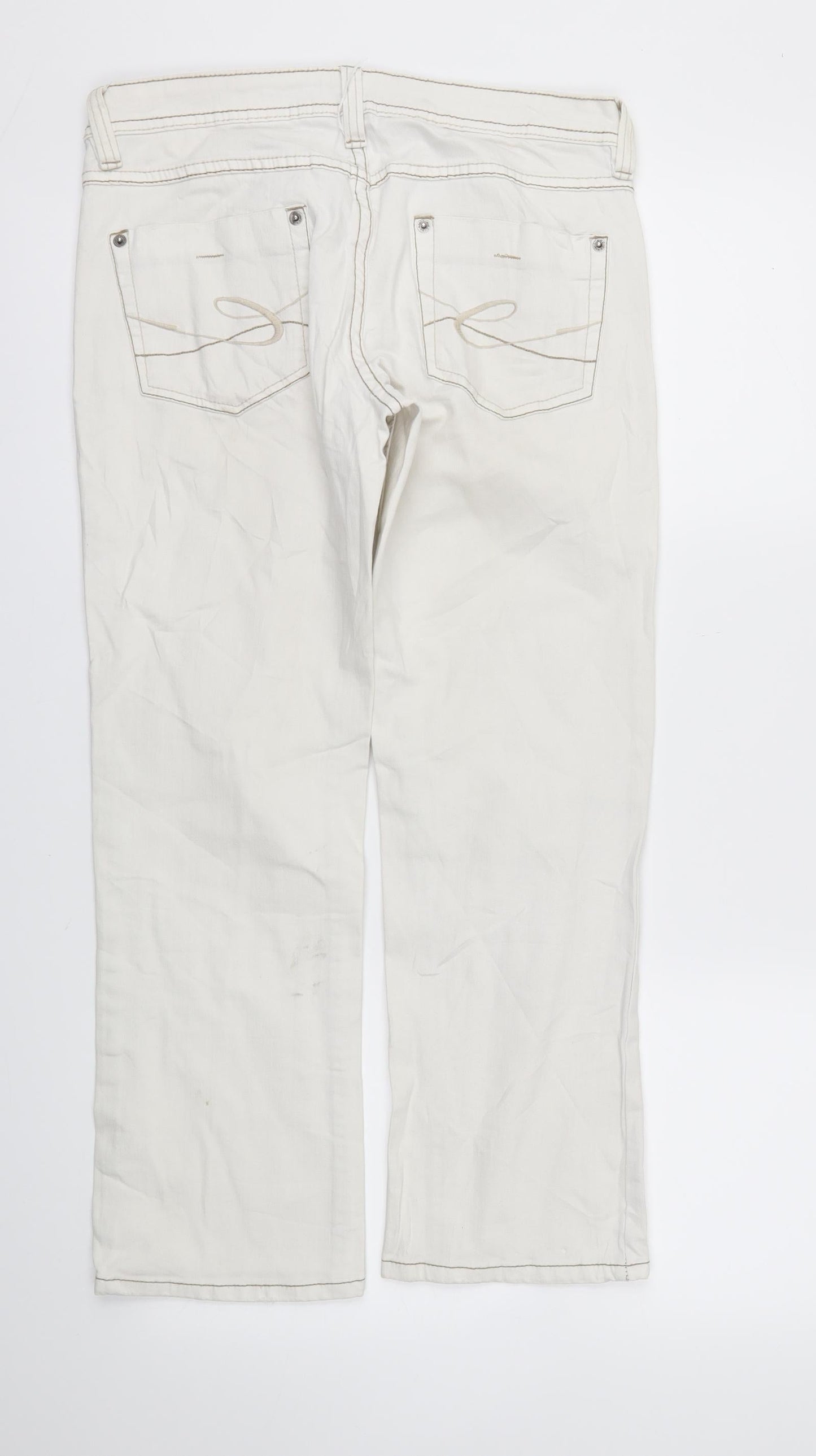 Womens UK Size 10 FIVE Regular Fit Skinny Ivory Jeans