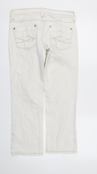 Womens UK Size 10 FIVE Regular Fit Skinny Ivory Jeans
