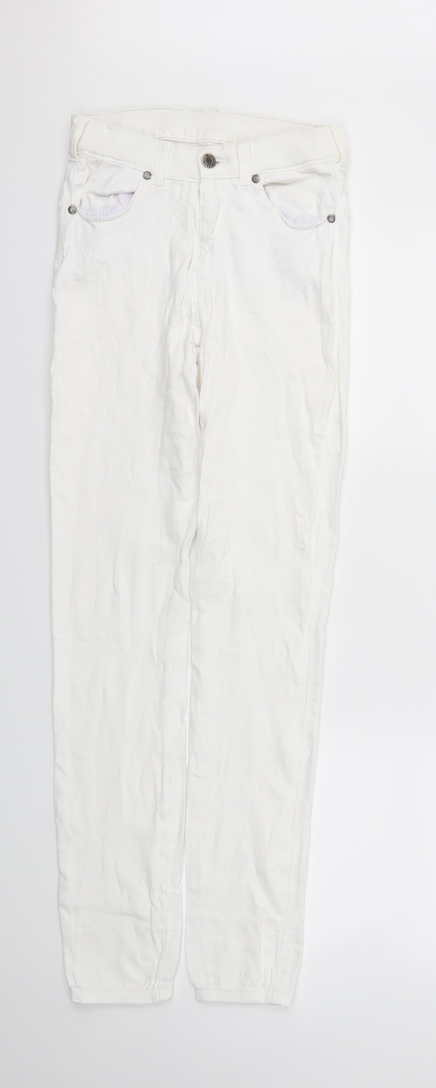 Womens UK Size S Preworn Regular Fit Skinny White Jeans