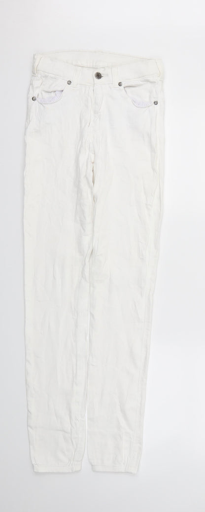 Womens UK Size S Preworn Regular Fit Skinny White Jeans
